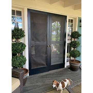 Two 56 Inch Artificial Boxwood Triple Ball Trees Potted