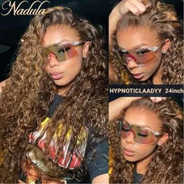 Nadula Piano Brown 13x4 Water Wave Lace Front Wigs Human Hair with Amber Highlights for Women,10A Highlight Ombre Auburn Brown Water Wave Lace Frontal Wigs Pre Plucked with Baby Hair 16inch