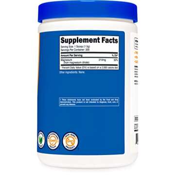 Nutricost Magnesium Citrate Powder (Unflavored, 500 Gram)