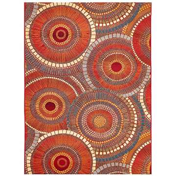 Liora Manne Marina Low Profile Durable Indoor/Outdoor Woven Rug- Circles Saffron 3'3" x 4'11"