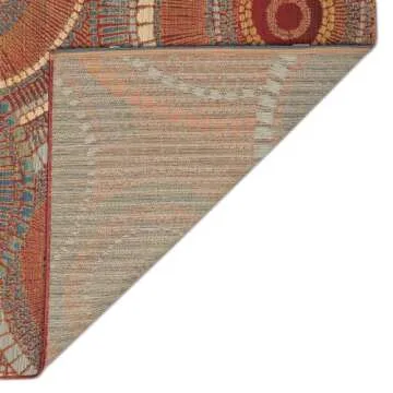 Liora Manne Marina Low Profile Durable Indoor/Outdoor Woven Rug- Circles Saffron 3'3" x 4'11"