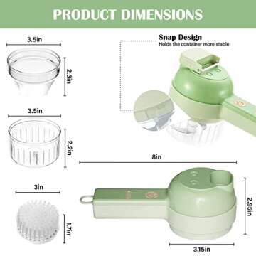 Arigold 4 in 1 Vegetable Chopper: Cordless Mini Chopper, Food Dicer, garlic mincer & garlic chopper - Versatile Vegetable Slicer, Dicer, grape cutter. comes with Egg & Cream Beater. (Green 1Speed)