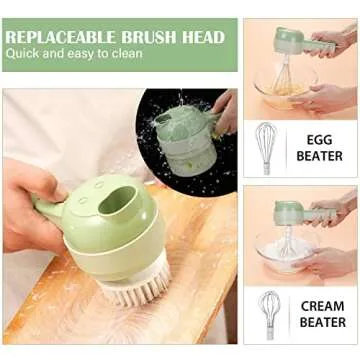 Arigold 4 in 1 Vegetable Chopper: Cordless Mini Chopper, Food Dicer, garlic mincer & garlic chopper - Versatile Vegetable Slicer, Dicer, grape cutter. comes with Egg & Cream Beater. (Green 1Speed)