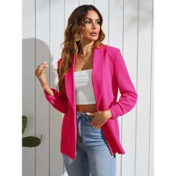 WDIRARA Women's Pink Open Front Blazer for Work
