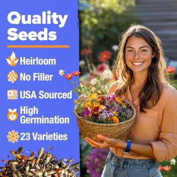 HOME GROWN Wildflower Seeds - 134,000+ Pure, No Filler, Birds & Butterflies Wild Flower Bulk Seed Mi...