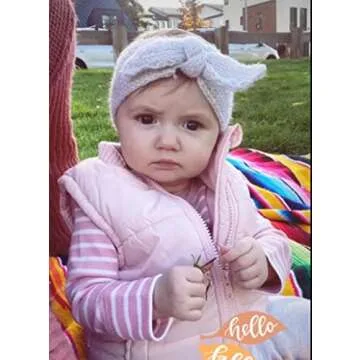 IZUS Turban Headband Baby Girl - Warm Rabbit Knot Hair Band, Knit Head Wrap for Newborn, Toddler and Children (One Size (Fit for 2 months to 7 Years), Camel + Beige)