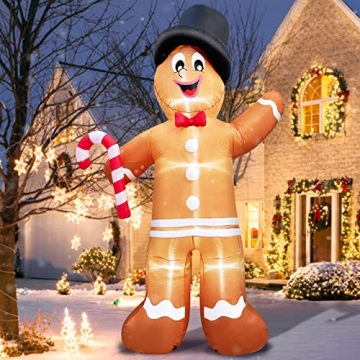 TURNMEON 12 Foot Giant Christmas Inflatable Gingerbread Man for Festive Outdoor Decor