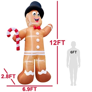 Giant 12 Foot Inflatable Gingerbread Man for Christmas