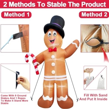 Giant 12 Foot Inflatable Gingerbread Man for Christmas