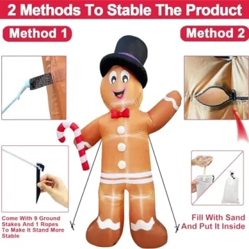 Giant 12 Foot Inflatable Gingerbread Man for Christmas