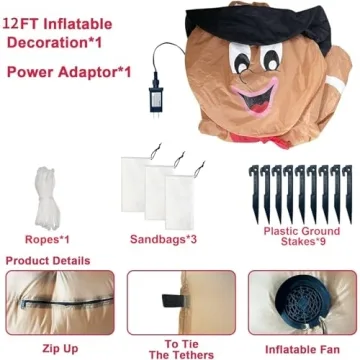 Giant 12 Foot Inflatable Gingerbread Man for Christmas