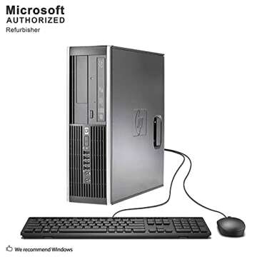 HP Elite Desktop Computer, Intel Core i5 3.2 GHz, 8 GB RAM, 500 GB HDD, Keyboard & Mouse, Wi-Fi, 19" LCD Monitor, DVD-ROM, Windows 10, (Renewed)