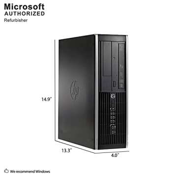 HP Elite Desktop Computer, Intel Core i5 3.2 GHz, 8 GB RAM, 500 GB HDD, Keyboard & Mouse, Wi-Fi, 19" LCD Monitor, DVD-ROM, Windows 10, (Renewed)