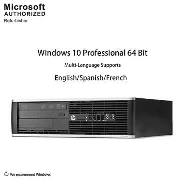 HP Elite Desktop Computer, Intel Core i5 3.2 GHz, 8 GB RAM, 500 GB HDD, Keyboard & Mouse, Wi-Fi, 19" LCD Monitor, DVD-ROM, Windows 10, (Renewed)