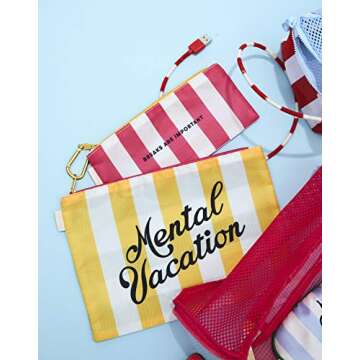 ban.do Travel Bags Carryall Duo, Nylon Bag Set of 2, Zip Pouches for Pencils/Toiletries/Accessories, Mental Vacation (small)