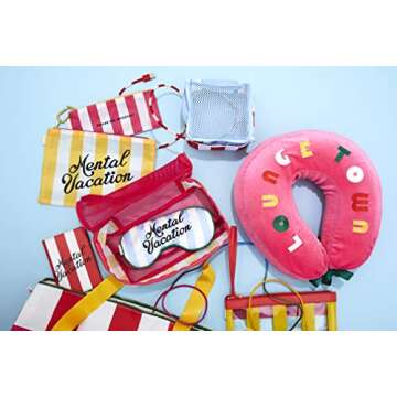 ban.do Travel Bags Carryall Duo, Nylon Bag Set of 2, Zip Pouches for Pencils/Toiletries/Accessories, Mental Vacation (small)