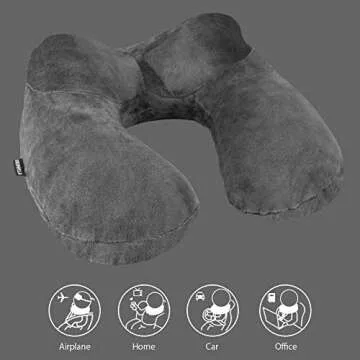 UROPHYLLA Inflatable Travel Pillow, Soft Velvet Inflatable Neck Pillow for Traveling, Airplanes, Train, Car, Office with Compact Bag, Breathable Washable Cover, Suit for Adults Sleeping - Grey