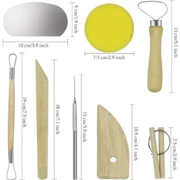 Evwoge 8 Pcs Ceramic Clay Tools Set, Wooden Clay Wax Pottery Sculpting Modeling Tool Kits Pottery Smoothing Cleaning Carving Shaping Cutting Tools