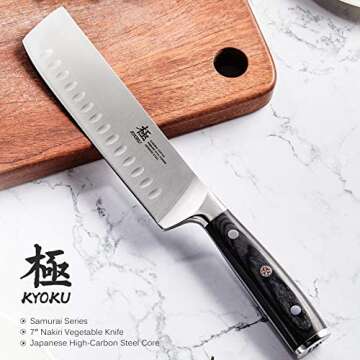 KYOKU Samurai Series - Nakiri Japanese Vegetable Knife 7" - Full Tang - Japanese High Carbon Steel K...