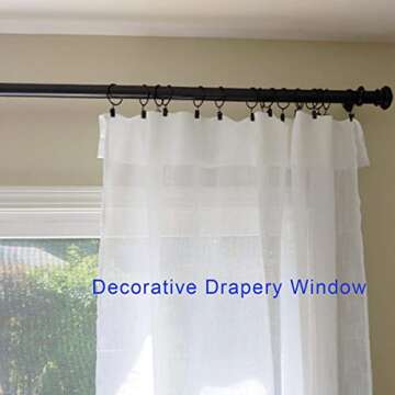 Versatile LLPJS 40 Pack Curtain Rings - Black Clips