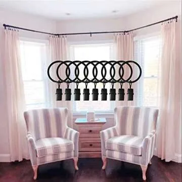 Versatile LLPJS 40 Pack Curtain Rings - Black Clips