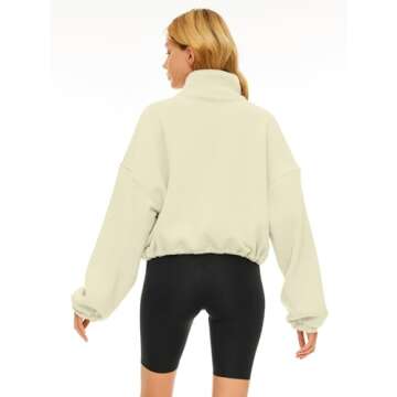 AUTOMET Quarter Zip Pullover Womens Oversized Sweatshirt Half Zip Cropped Hoodies Crewneck Long Sleeve Sweaters Fall Outfits 2024 Teen Girls Y2K Clothes Apricot