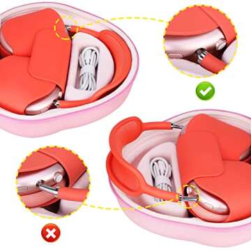 BOVKE Hard Carrying Case with Sleep Mode for Apple AirPods Max Wireless Over-Ear Headphones, AirPods Max Protective Portable Storage Bag with Mesh Pocket for Headphone Accessories, Pink