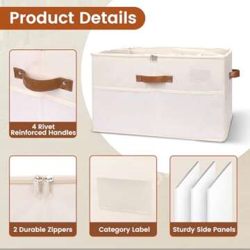 ateboane Shoe Storage Organizer for Closet,Foldable Shoe Storage Bins with Clear Cover,Large Adjustable Shoe Box Storage Containers,Fits 8-16 Pairs,Space-Saving Shoe Cube Organizer, Beige