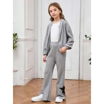 Floerns Girls Long Sleeve Hoodie and Pants Set