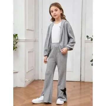 Floerns Girls Long Sleeve Hoodie and Pants Set