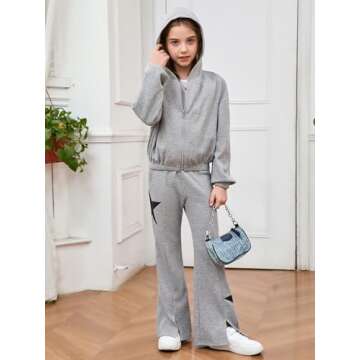 Floerns Girls Long Sleeve Hoodie and Pants Set