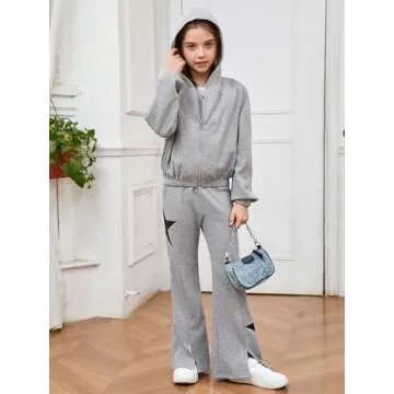 Floerns Girls Long Sleeve Hoodie and Pants Set