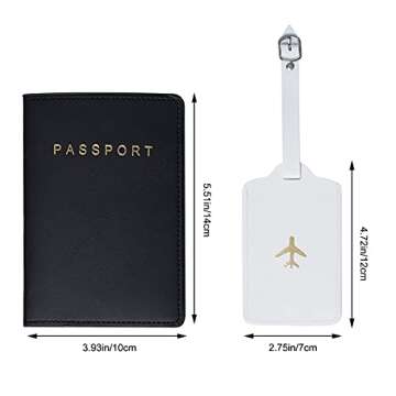 2 Pieces Passport Wallets Holder+2 Pieces Luggage Tags Passport Covers Travel Luggage Tags Suitcase ...