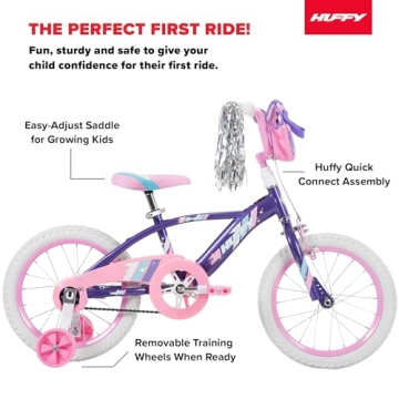 Vibrant Huffy Kids Bike with Training Wheels and Adjustable Seat