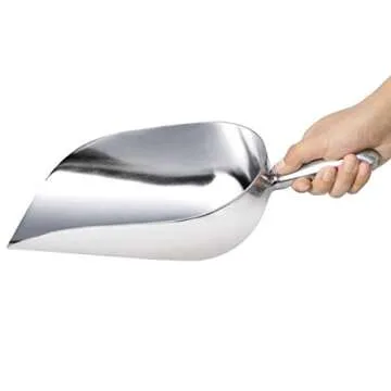 New Star Foodservice 34608 One-Piece Cast Aluminum Round Bottom Bar Ice Flour Utility Scoop, 85-Ounce, Silver (Hand Wash Only)
