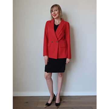 luvamia Women Casual Long Sleeve Lapel Oversized Work Blazer Boyfriend Jacket True Red Blazers for Women Womens Blazers for Work Casual Red Suit for Women Size Medium Fits Size 8 / Size 10