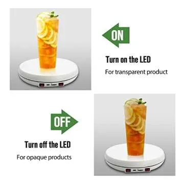 JAYEGT Motorized Rotating Display Stand with LED Light , 10 inch /55lbs Load, 360 Degree Electronic Turntable Display Stand for Photography Products Shows, Jewelry, Watch, 3D Models, Cake (White)