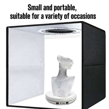 JAYEGT Motorized Rotating Display Stand with LED Light , 10 inch /55lbs Load, 360 Degree Electronic Turntable Display Stand for Photography Products Shows, Jewelry, Watch, 3D Models, Cake (White)