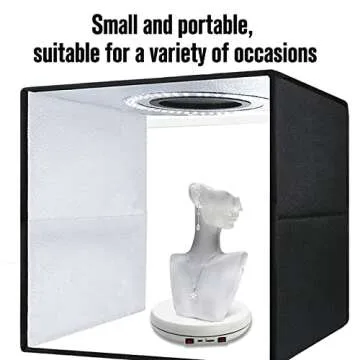 JAYEGT Motorized Rotating Display Stand with LED Light , 10 inch /55lbs Load, 360 Degree Electronic Turntable Display Stand for Photography Products Shows, Jewelry, Watch, 3D Models, Cake (White)