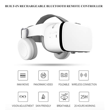 Affordable 3D VR Headset with Bluetooth Headphones for All Smartphones
