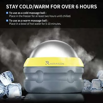 MIRASON Massage Ball Ice Roller Cold Therapy Cryosphere Deep Tissue Manual Massage Ball Stay Cold or Hot for Sore Muscle Relief, Shin Splints, Sore Shoulders, Knee, Foot Recovery Ice Pack (Yellow)
