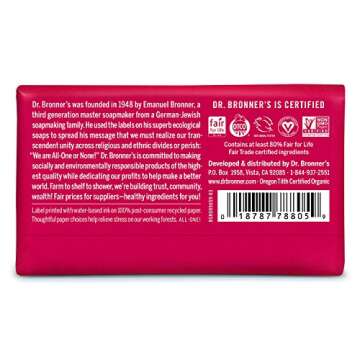 Dr. Bronner's - Pure-Castile Bar Soap (Rose, 5 ounce, 6-Pack) - Made with Organic Oils, For Face, Bo...