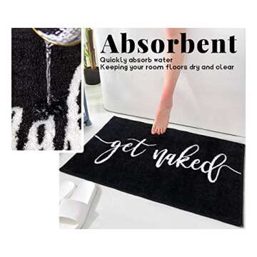 Get Naked Bath Mats Black Bathroom Rugs for Bathtub Funny Bathroom Decor Cute Plush Bathtub Mat Water Absorbent Non Slip Bath Mat