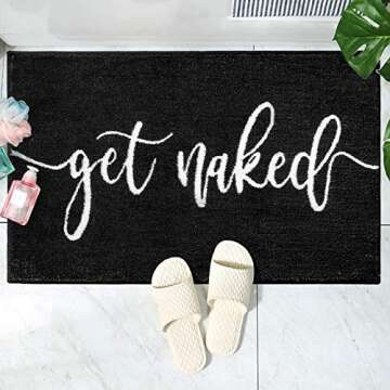 Get Naked Bath Mats Black Bathroom Rugs for Bathtub Funny Bathroom Decor Cute Plush Bathtub Mat Water Absorbent Non Slip Bath Mat
