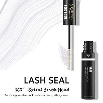 QUEWEL Lash Clusters Bond And Seal, Black Cluster Lashes Glue For DIY Eyelash Extensions, Strong Hold&Waterproof Eyelash Clusters Glue, Gentle Lashes Glue