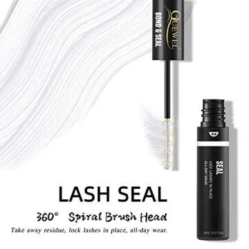 QUEWEL Lash Clusters Bond And Seal, Black Cluster Lashes Glue For DIY Eyelash Extensions, Strong Hold&Waterproof Eyelash Clusters Glue, Gentle Lashes Glue