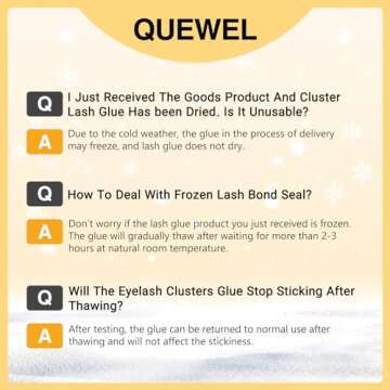 QUEWEL Lash Clusters Bond And Seal, Black Cluster Lashes Glue For DIY Eyelash Extensions, Strong Hold&Waterproof Eyelash Clusters Glue, Gentle Lashes Glue