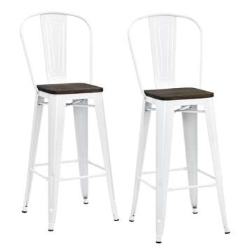 DHP Luxor 30" Metal Wood Seat Bar Stool Set of 2
