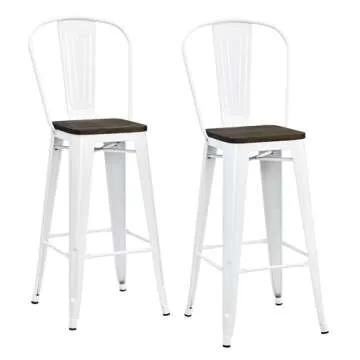 DHP Luxor 30" Metal Wood Seat Bar Stool Set of 2