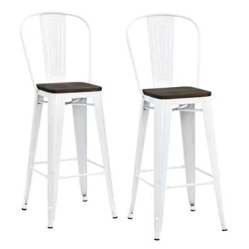 DHP Luxor 30" Metal Wood Seat Bar Stool Set of 2